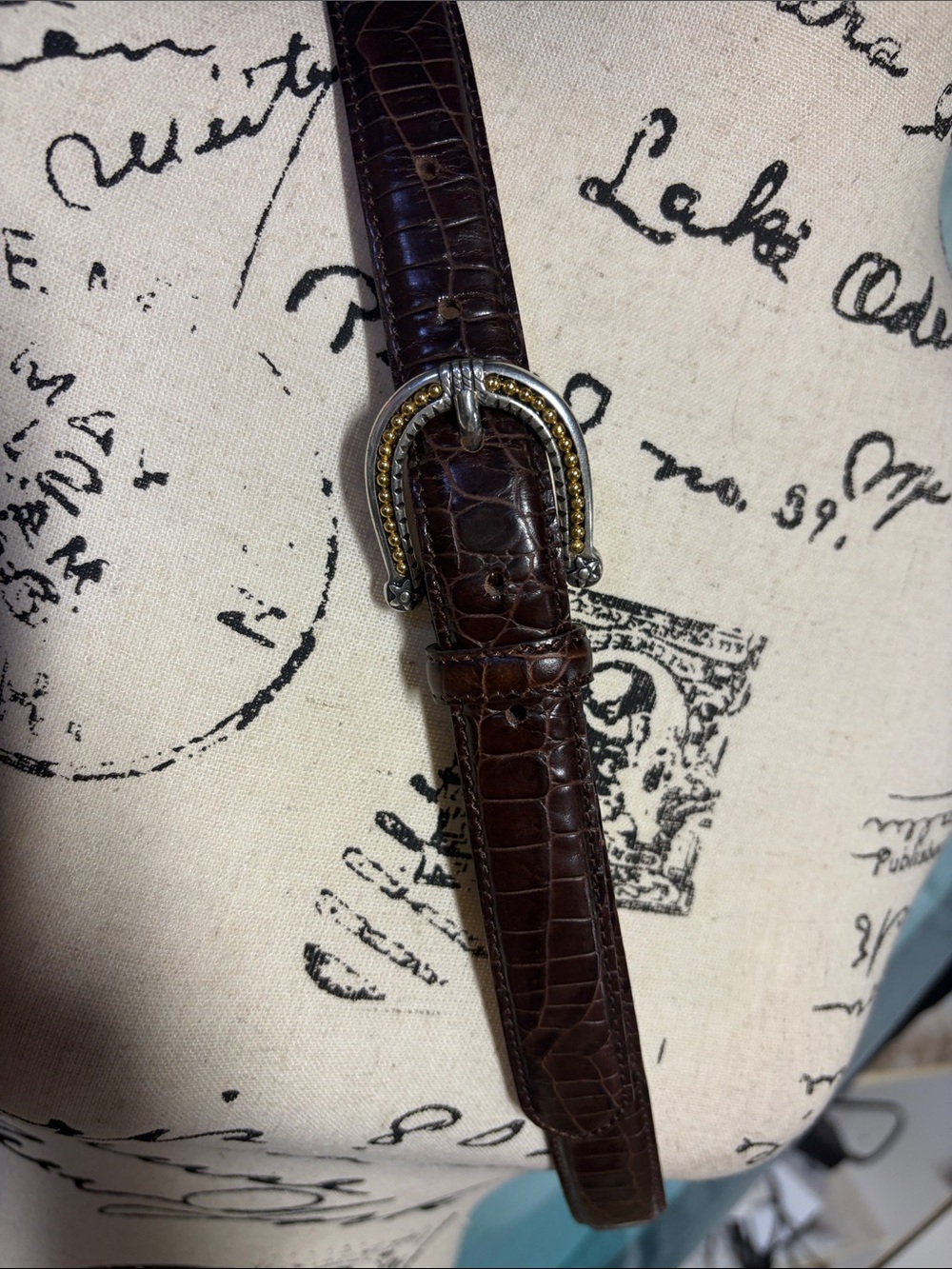 Talbots Italian Leather Horseshoe Belt XL Chestnut Brown Equestrian NWOT